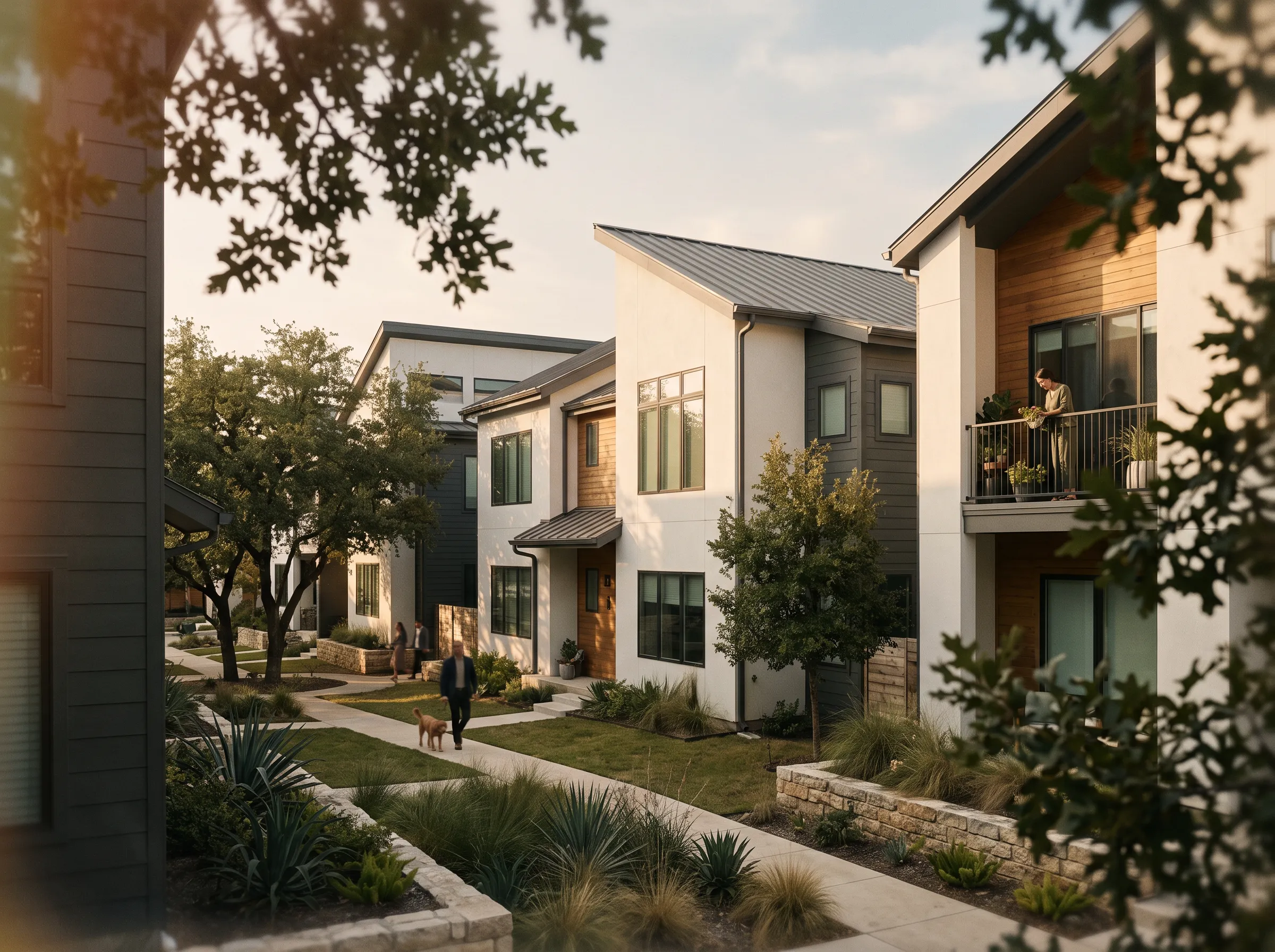 Modern multifamily residential townhome community