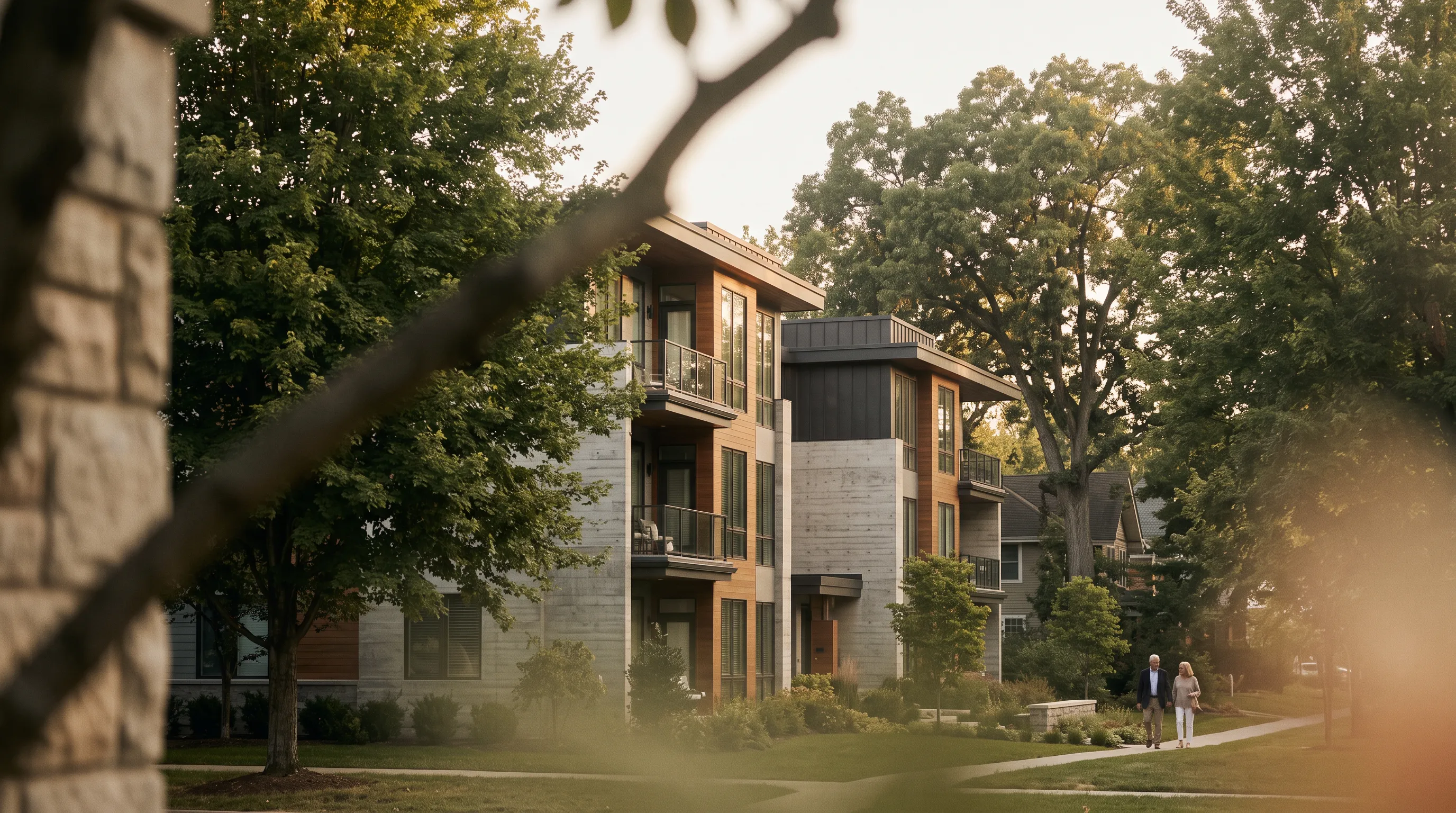 Modern wood and concrete multifamily apartments in high-barrier submarket